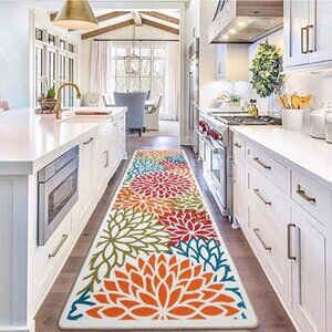 HEBE Floral Accent Runner Rug | 2.6' x 10' | Non-Slip | Stain Resistant